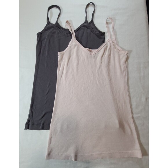 Old Navy 2-Pack Cotton Tank Tops Size Small Pink & Gray Sleeveless - Picture 1 of 8